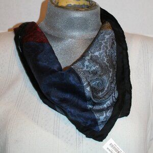 (2) Vtg Ashear Blue Abstract & Green Abstract Silk Scarf LOT